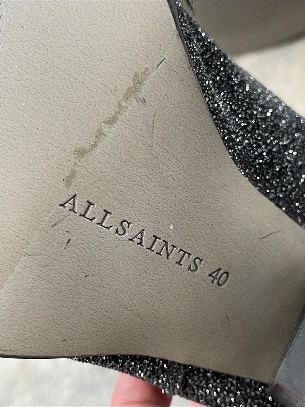 New All Saints Ria Sparkle Boot Glitter Wedge Heeled Chelsea Sz 10